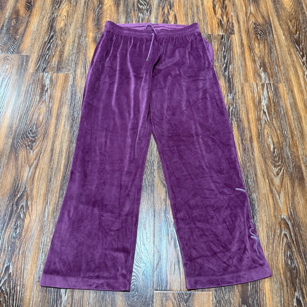 Victoria's Secret PINK Purple Velour Wide Leg Sweat Pant Size L Y2K Style Womens